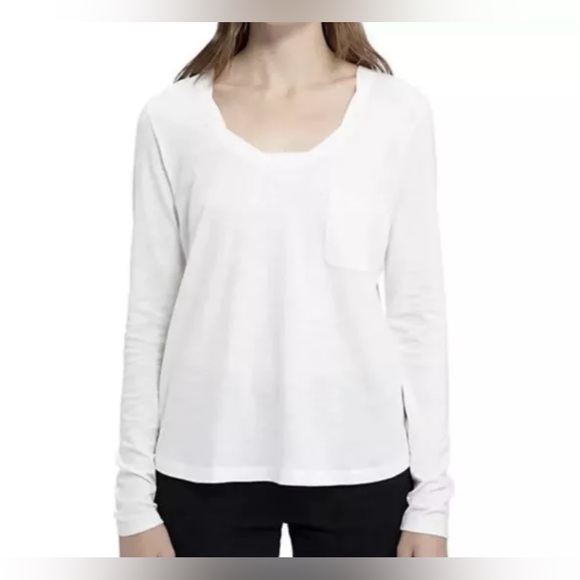 Social Standard by Sanctuary Women's White Scoop Neck Long Sleeve T-Shirt s S - Picture 5 of 10